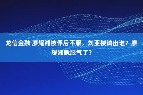 龙信金融 廖耀湘被俘后不服，刘亚楼请出谁？廖耀湘就服气了？